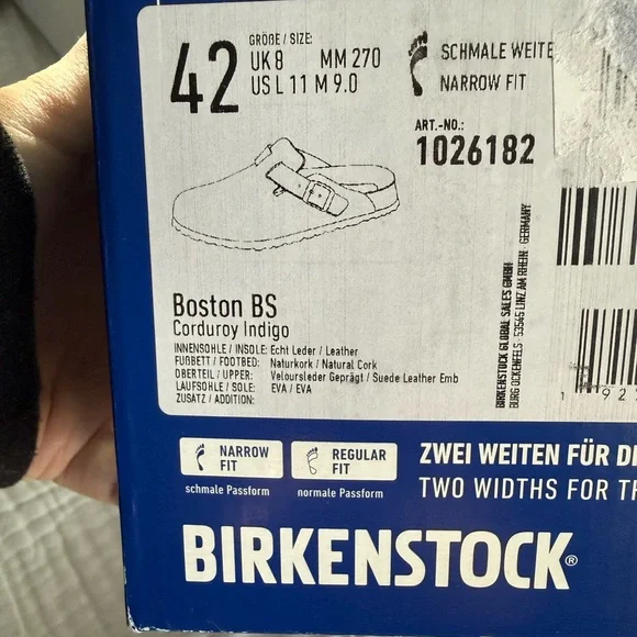 NWT Birkenstock Boston Suede Embossed Clog Size 42 Medium/Narrow